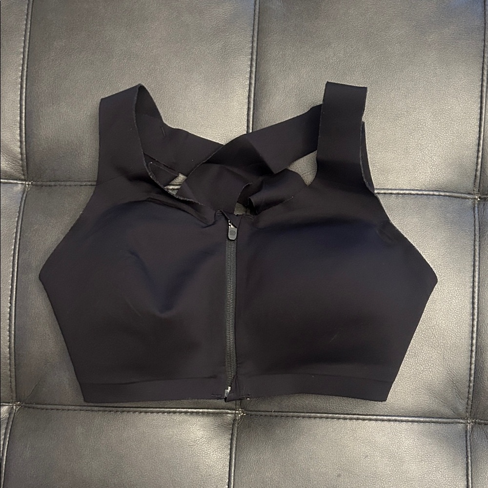 Black Zip Front Sports Bra 36DD